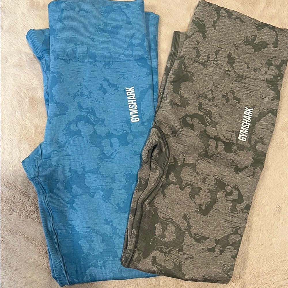 Gymshark Leggings - Blue and Green Camo